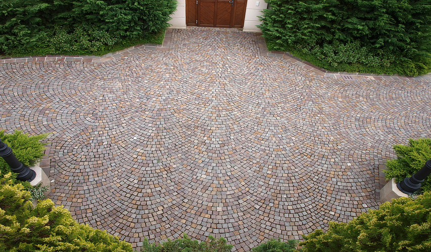 Porphyry cobbles with natural surface
